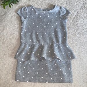 Janie and Jack Gray Hearts Peplum Dress 2T EUC Short Sleeves